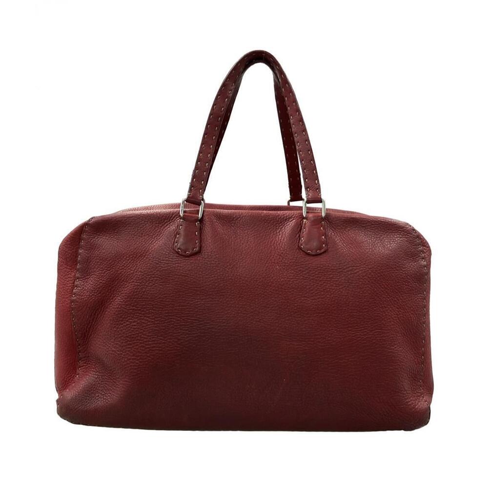 Fendi Selleria handbag whipstitch trim rolled handles Red